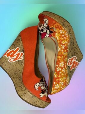 RARE Vintage Y2K Ed Hardy Wedges